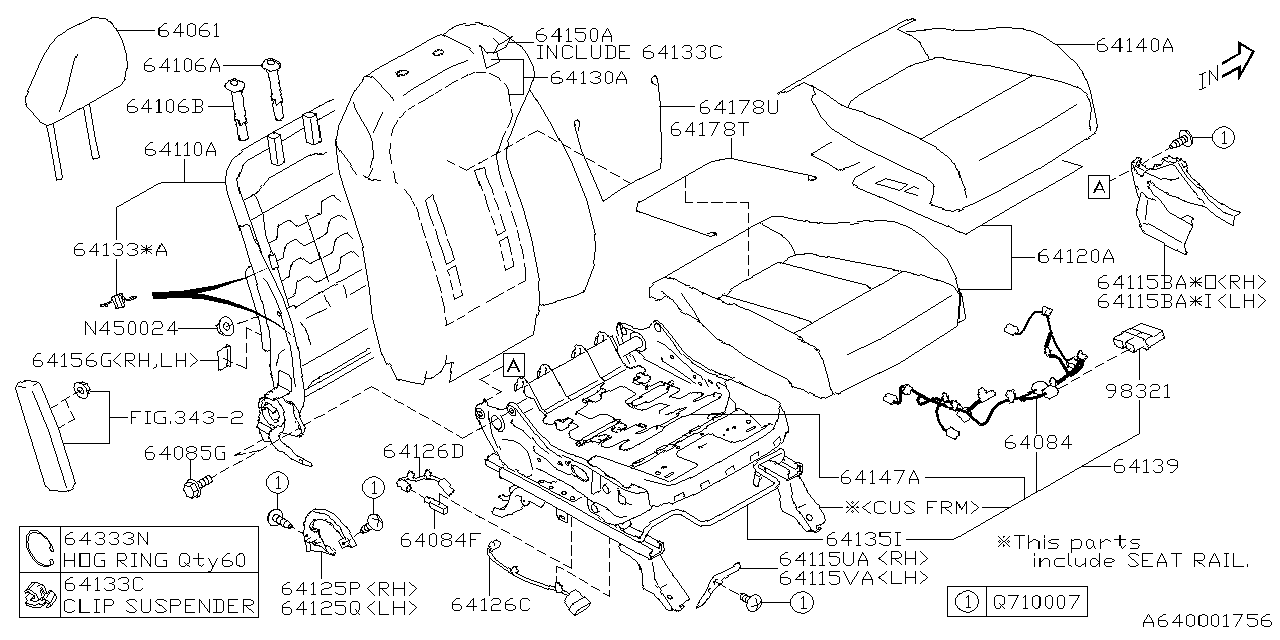 Diagram FRONT SEAT for your 2025 Subaru Ascent   