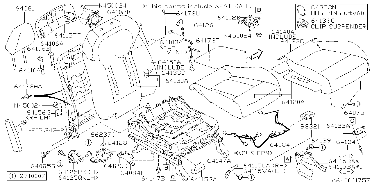 Diagram FRONT SEAT for your 2018 Subaru Crosstrek   