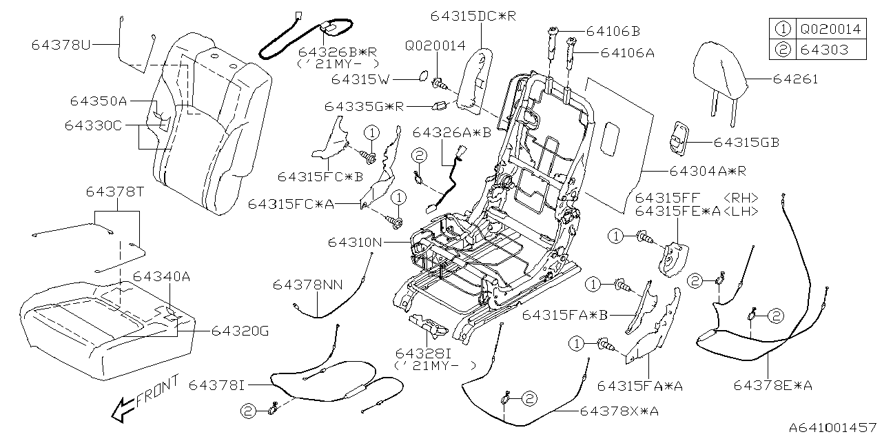 Diagram REAR SEAT for your 1999 Subaru Impreza   