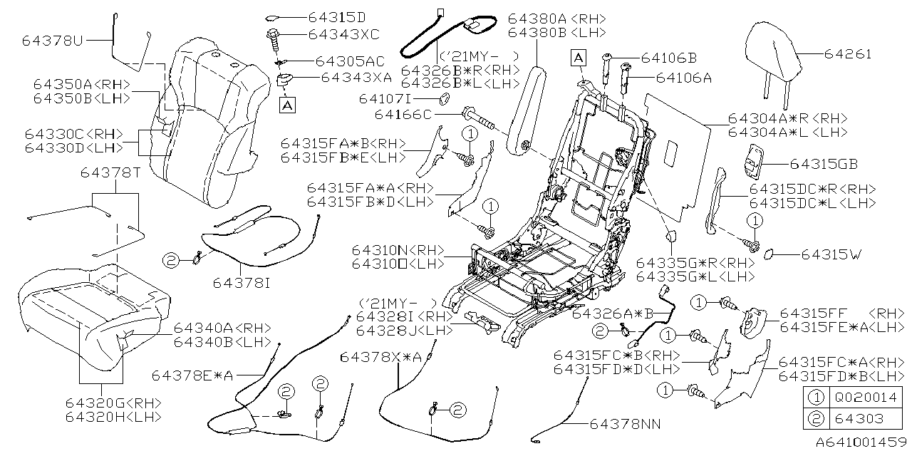 Diagram REAR SEAT for your 2023 Subaru Ascent  Touring w/EyeSight 