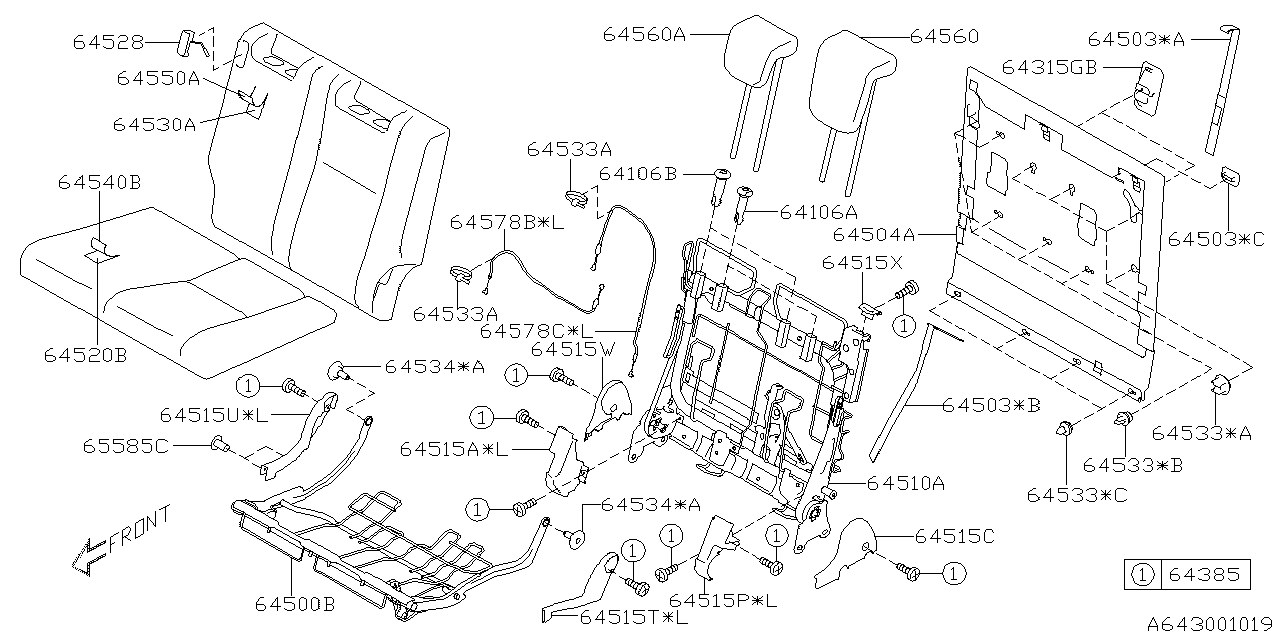 Diagram REAR SEAT 3 for your 2024 Subaru Ascent   