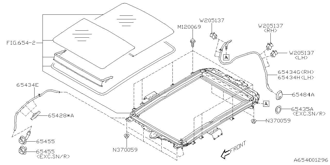 Diagram SUN ROOF for your 2022 Subaru Ascent   