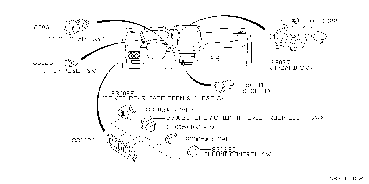 Diagram SWITCH (INSTRUMENTPANEL) for your 2024 Subaru Ascent   