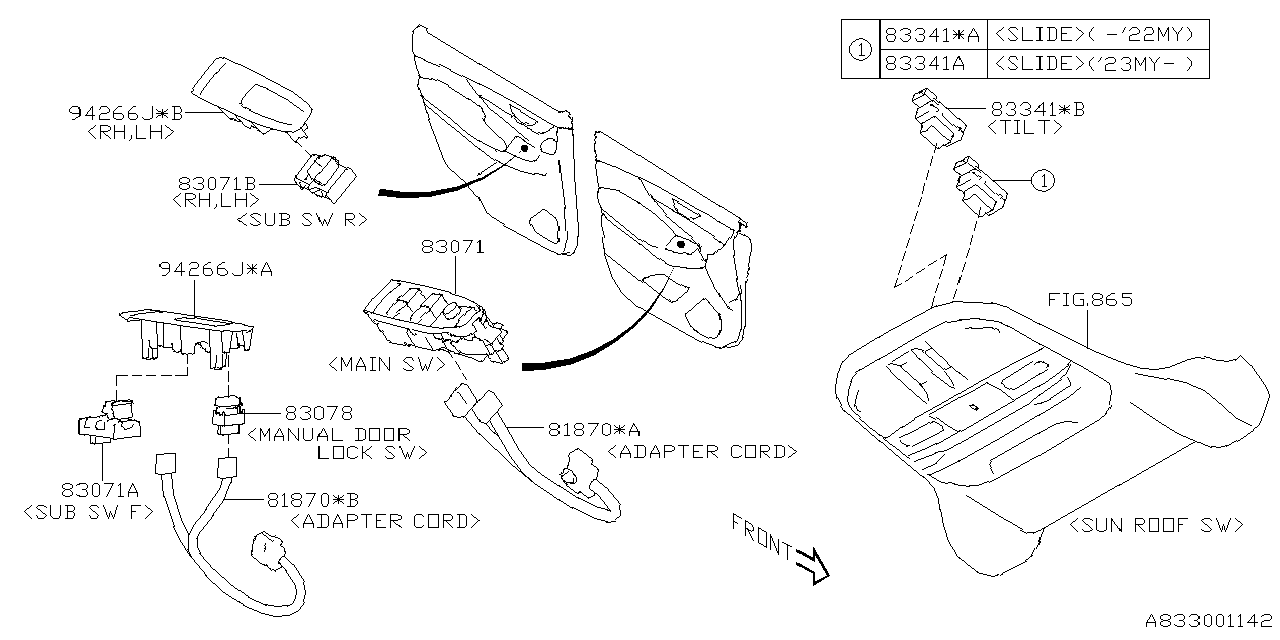 Diagram SWITCH (POWER WINDOW) for your 2019 Subaru WRX PREMIUM WITH LIP ES  