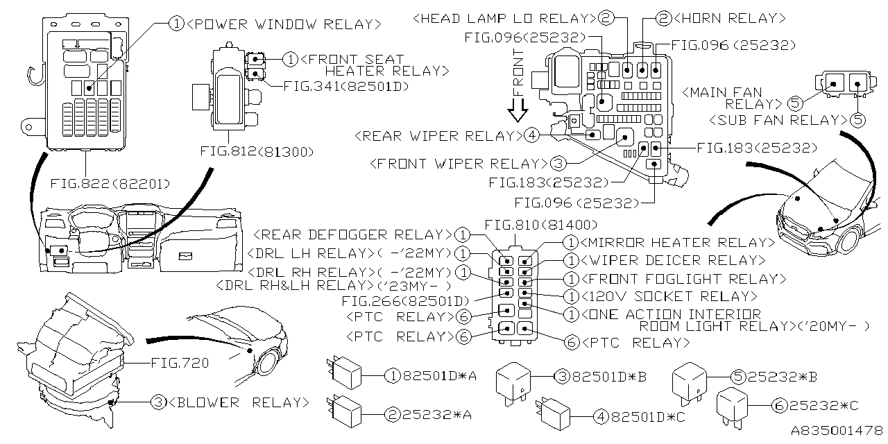 Diagram ELECTRICAL PARTS (BODY) for your Subaru