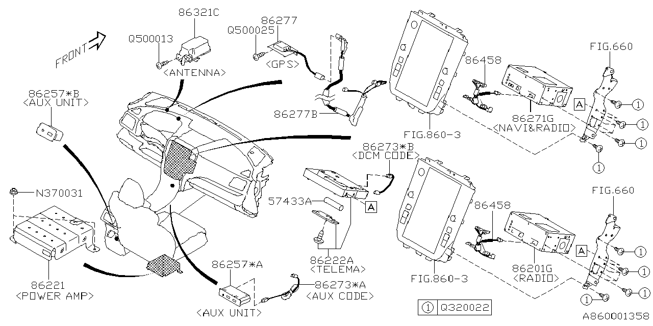 Diagram AUDIO PARTS (RADIO) for your Subaru Ascent  