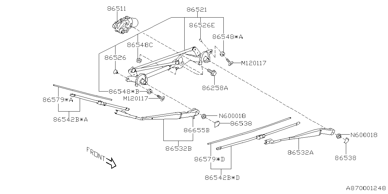 Diagram WIPER (WINDSHILDE) for your 2022 Subaru Ascent  Limited 8-Passenger w/EyeSight 