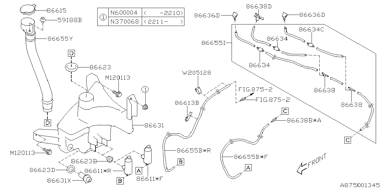 Diagram WINDSHIELD WASHER for your 2011 Subaru STI  WAGON 