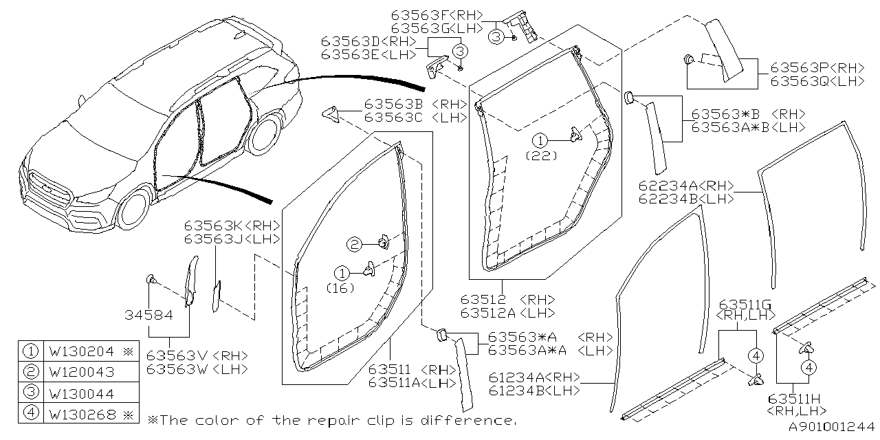 Diagram WEATHER STRIP for your Subaru