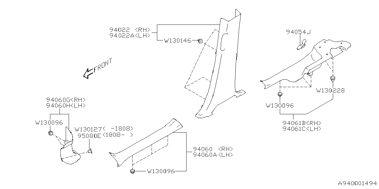 Diagram INNER TRIM for your 2013 Subaru Tribeca   