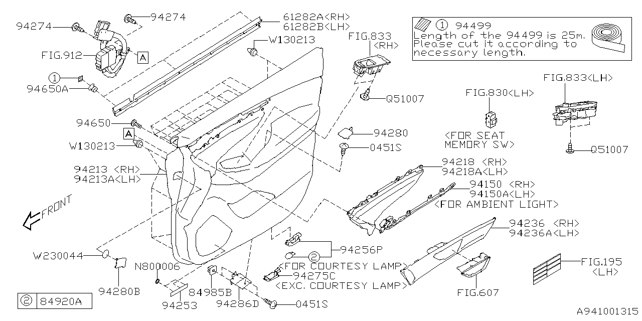 Diagram DOOR TRIM for your 1996 Subaru Legacy   