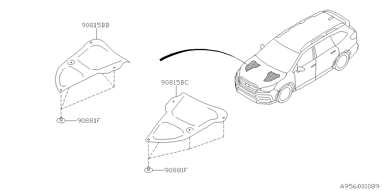 Diagram HOOD INSULATOR for your Subaru Ascent  Limited 7-Passenger BRONZE EDITION EYE