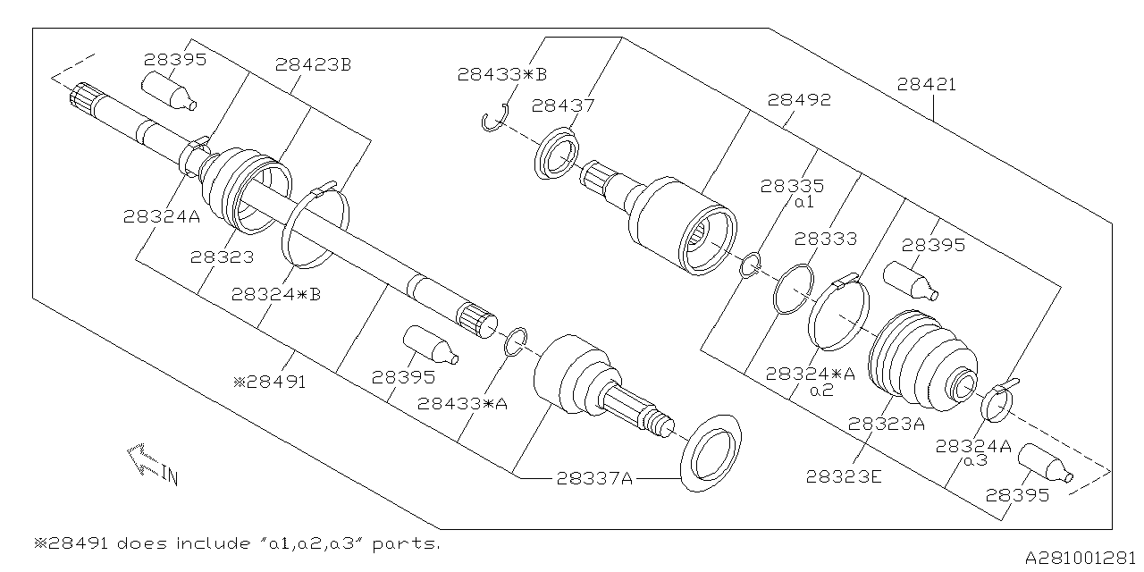 28421CA000 - Subaru Cv axle. Cv joint half shaft. Drive axle | Subaru ...