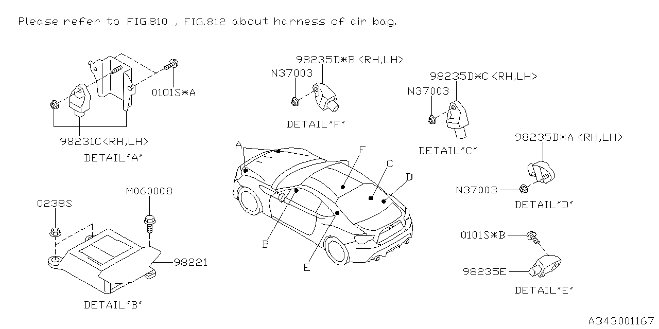 98237CA020 - Subaru Air Bag Impact Sensor. Sensor Side Air Bag ...