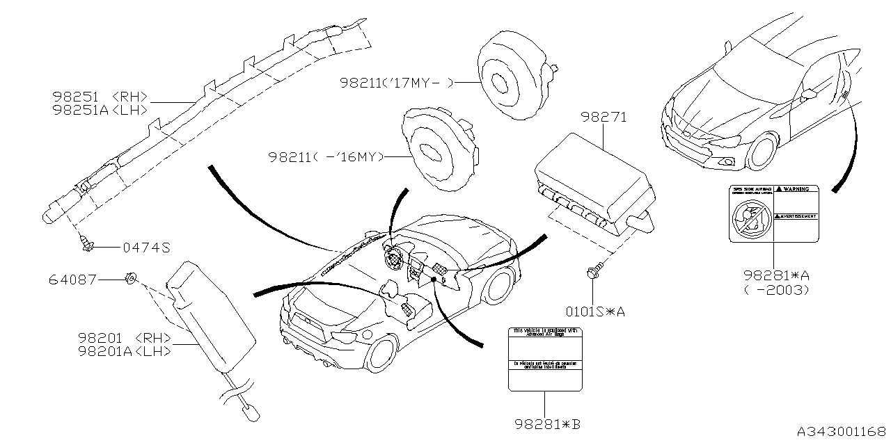 Diagram AIR BAG for your 2024 Subaru Crosstrek  WILDERNESS ES(4S) 