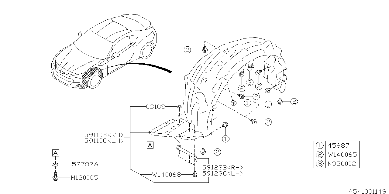 Diagram MUDGUARD for your 2017 Subaru BRZ 2.0L 6MT HIGH 