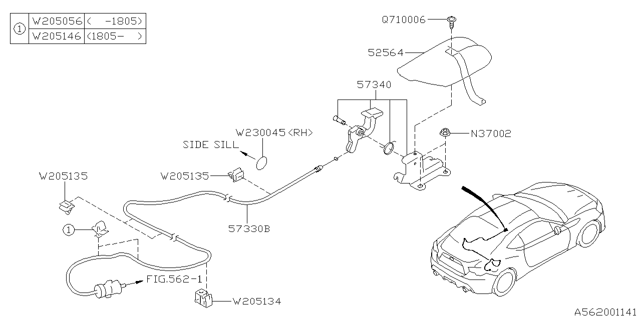 Diagram TRUNK & FUEL PARTS for your 2018 Subaru BRZ   