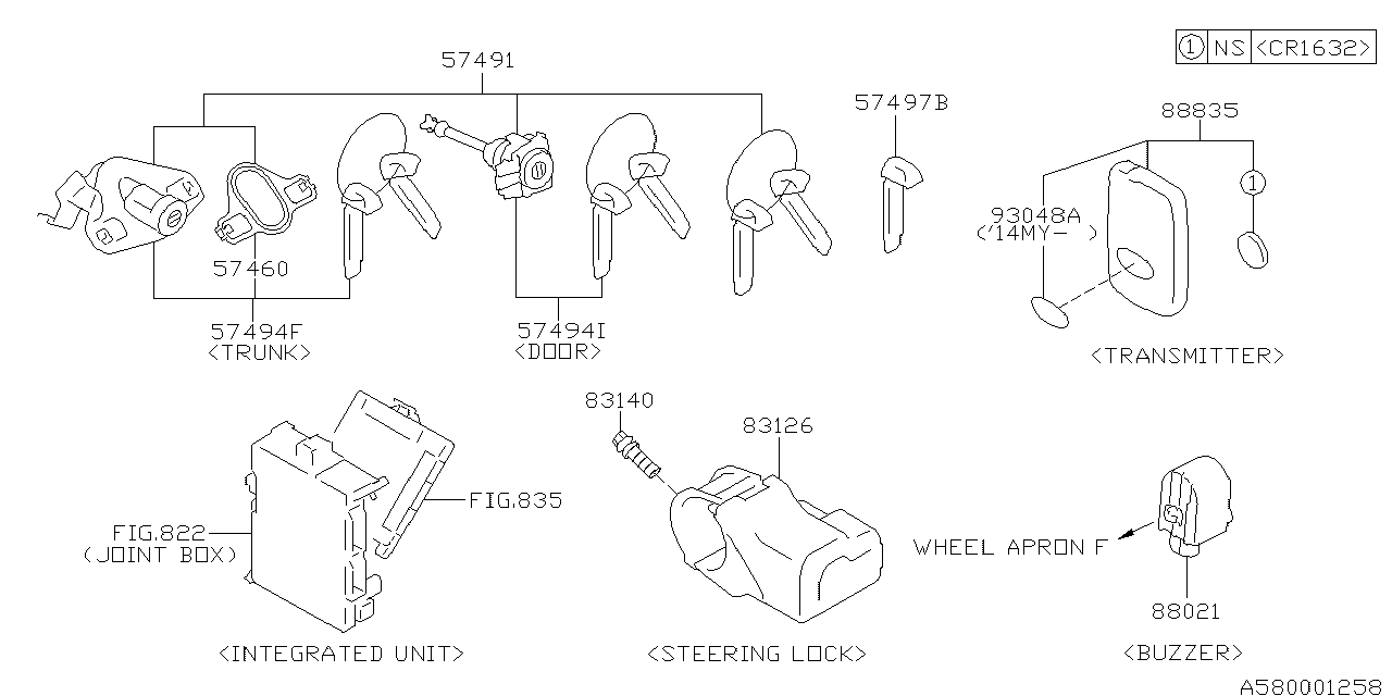 Diagram KEY KIT & KEY LOCK for your Subaru Forester  XT