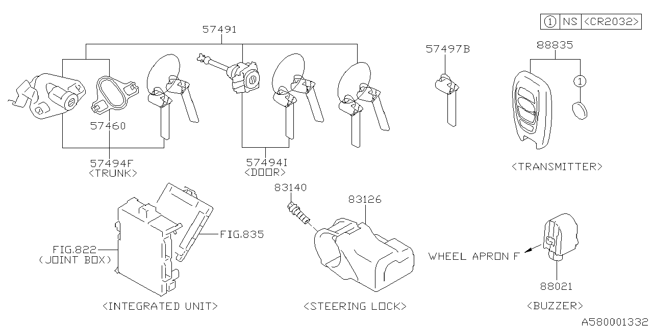 Diagram KEY KIT & KEY LOCK for your 2008 Subaru Legacy   