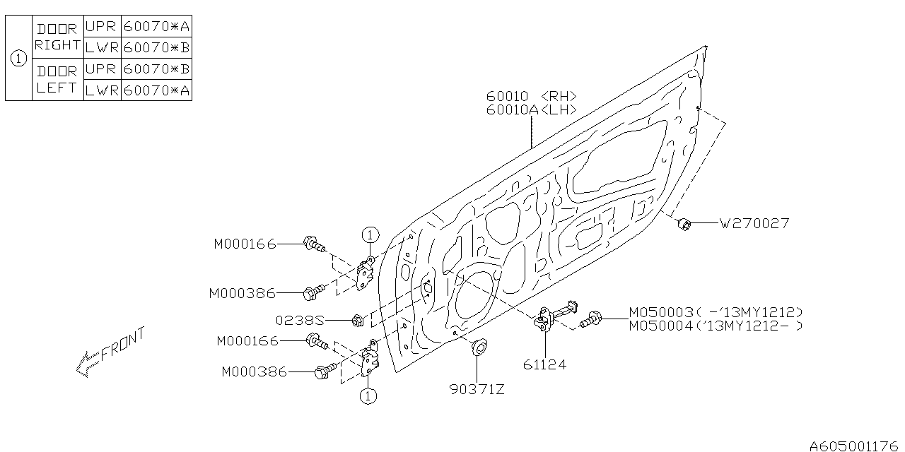 Diagram FRONT DOOR PANEL & REAR(SLIDE)DOOR PANEL for your 2009 Subaru Outback  XT Limited Wagon 