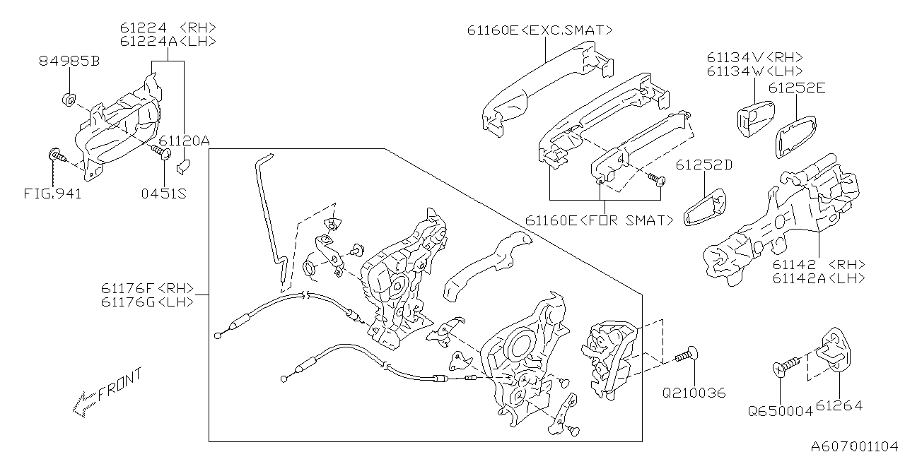 Diagram DOOR PARTS (LATCH & HANDLE) for your 2012 Subaru STI   