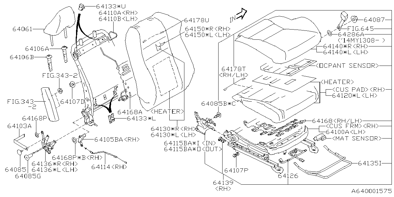 Diagram FRONT SEAT for your 2016 Subaru BRZ 2.0L 6AT HIGH 