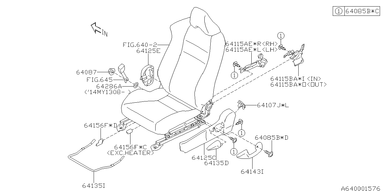 Diagram FRONT SEAT for your 2014 Subaru Legacy  R Limited Sedan 