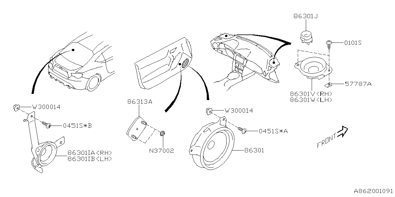 Diagram AUDIO PARTS (SPEAKER) for your 2020 Subaru BRZ   