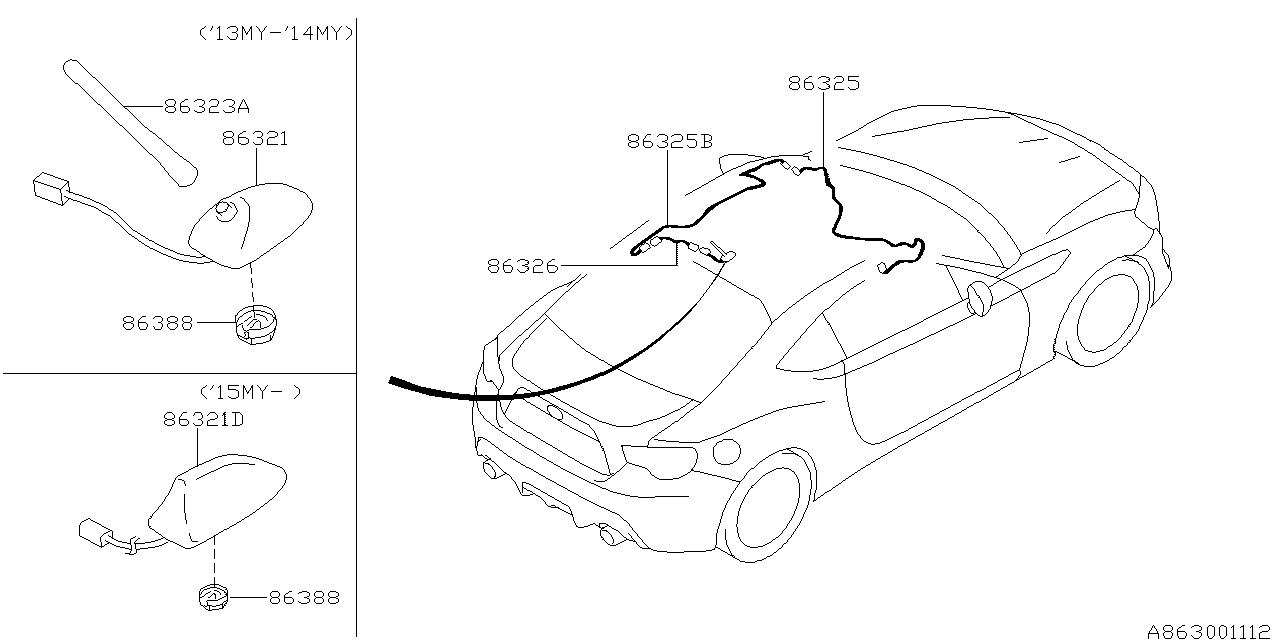 Diagram AUDIO PARTS (ANTENNA) for your Subaru BRZ  