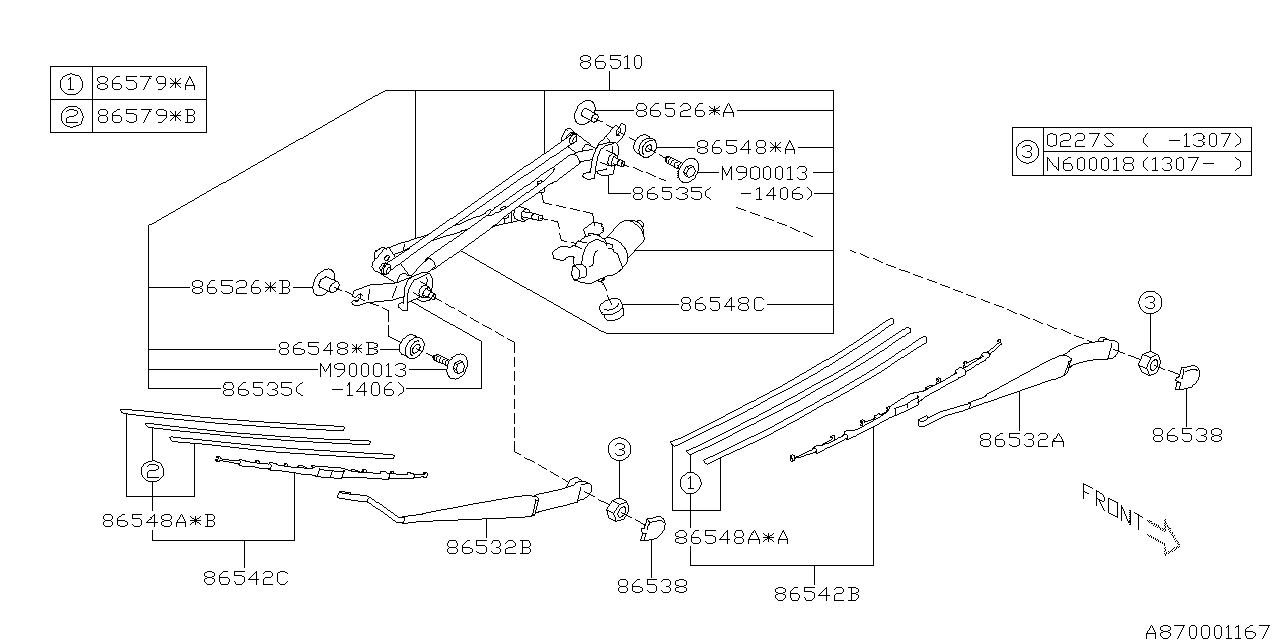 Diagram WIPER (WINDSHILDE) for your Subaru Legacy 2.5L TURBO 5AT GT LIMITED-I(OBK:XT) WAGON