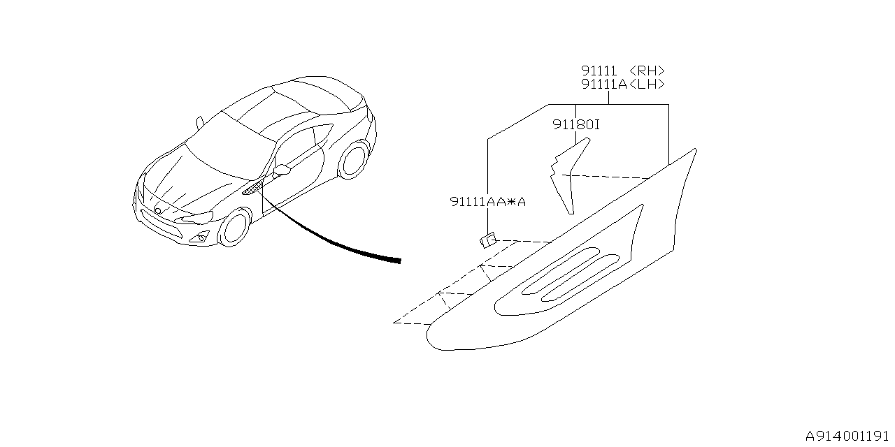 Diagram OUTER GARNISH for your 2019 Subaru Impreza 2.0L 5MT  