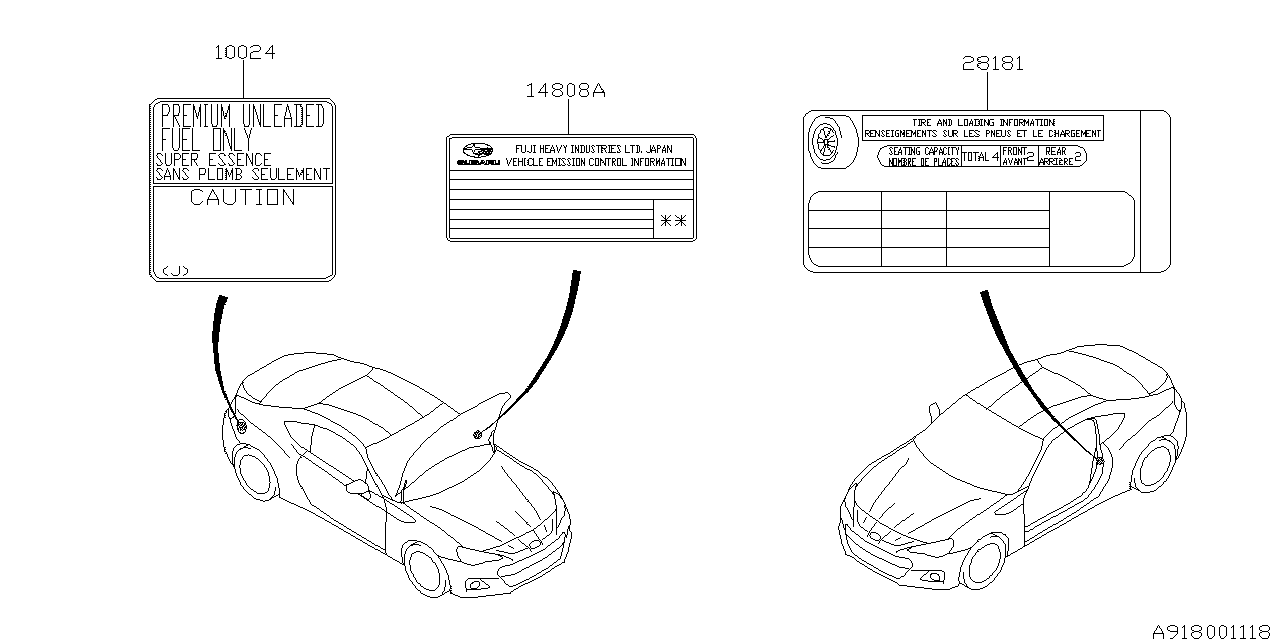 Diagram LABEL (CAUTION) for your 2017 Subaru BRZ 2.0L 6MT Base 