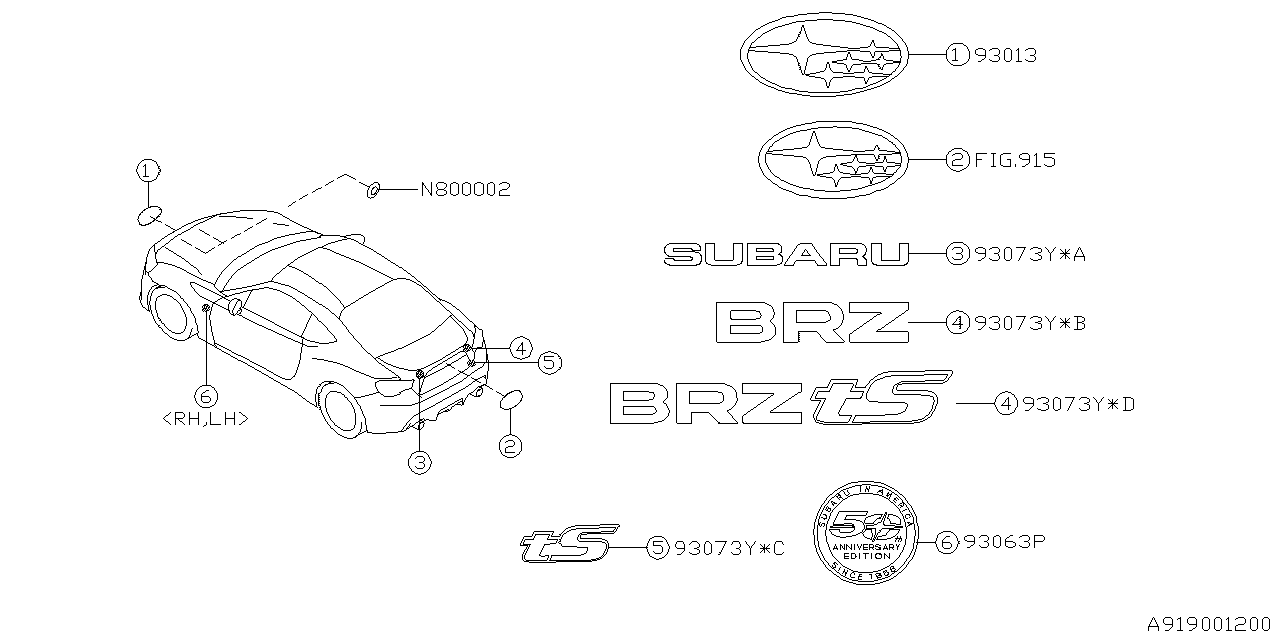 Diagram LETTER MARK for your 2023 Subaru BRZ 2.0L 6MT  