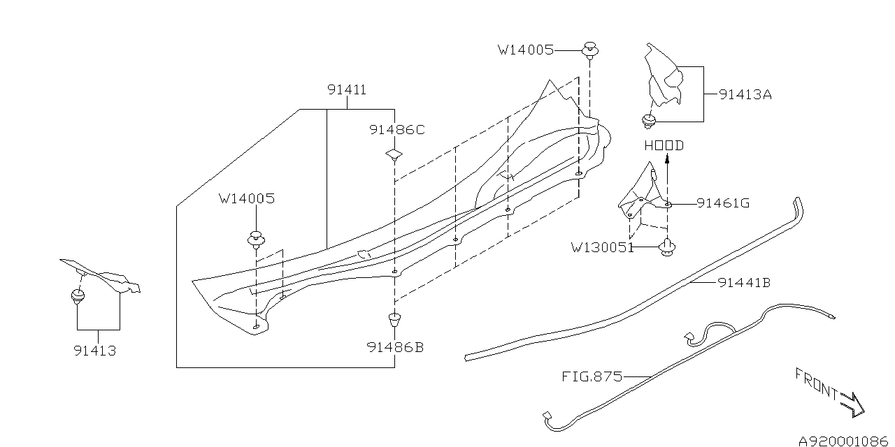 Diagram COWL PANEL for your 2010 Subaru Legacy  GT Limited Sedan 