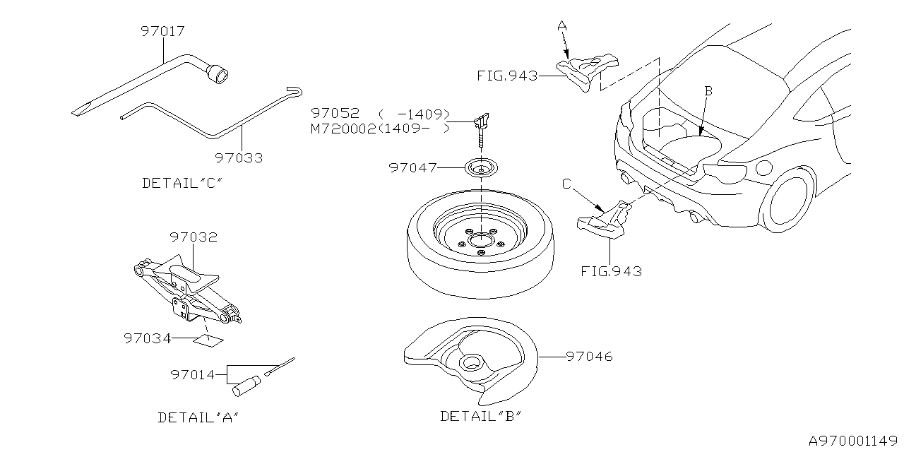 Diagram TOOL KIT & JACK for your 2017 Subaru Legacy  Premium w/EyeSight SEDAN 