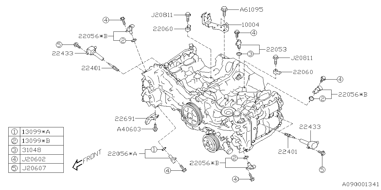 Diagram SPARK PLUG & HIGH TENSION CORD for your 2009 Subaru Impreza  Wagon 