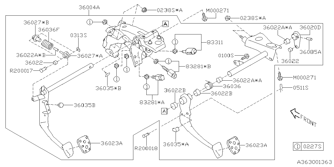 Diagram PEDAL SYSTEM for your 2001 Subaru WRX   