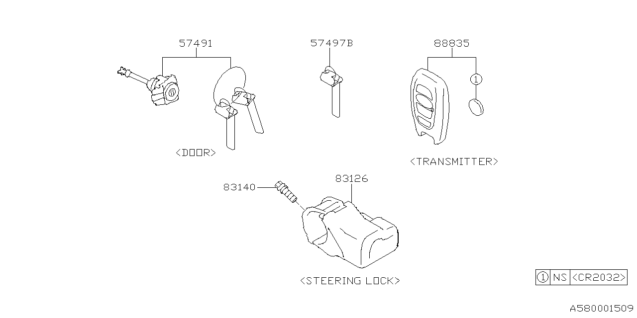 Diagram KEY KIT & KEY LOCK for your 2018 Subaru Forester  Plus 