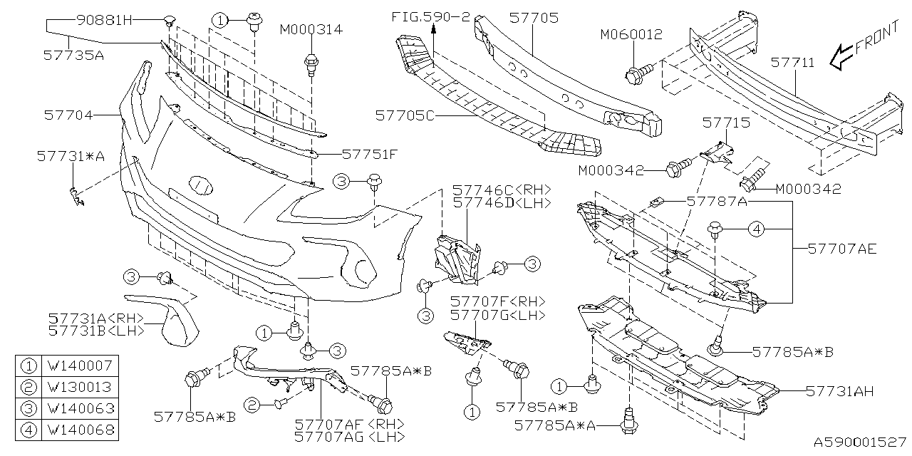 Diagram FRONT BUMPER for your 2012 Subaru Forester  X PLUS 