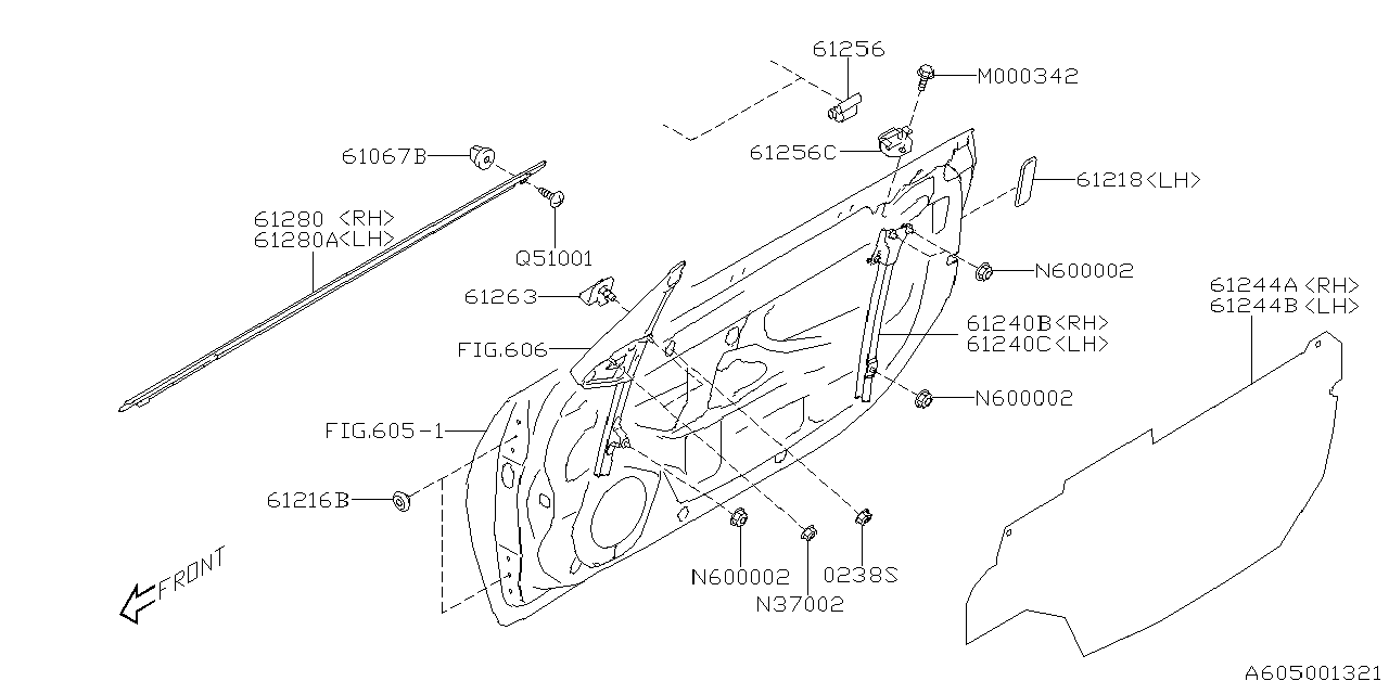 Diagram FRONT DOOR PANEL & REAR(SLIDE)DOOR PANEL for your Subaru WRX  