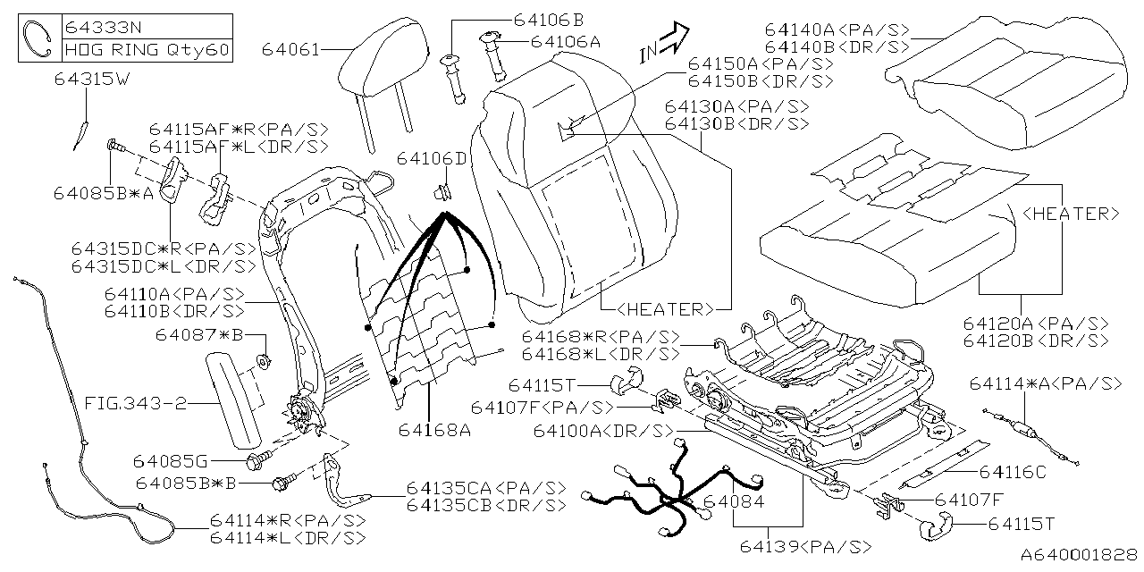 Diagram FRONT SEAT for your 2025 Subaru Impreza   