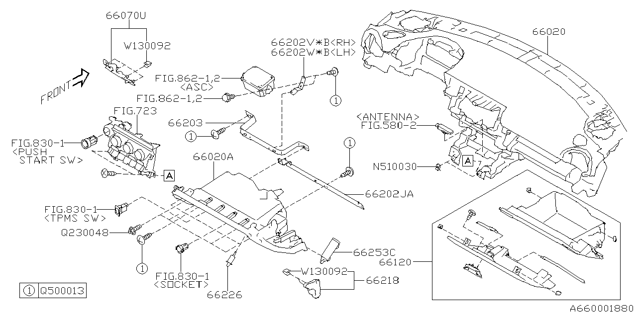 Diagram INSTRUMENT PANEL for your 2018 Subaru Crosstrek   