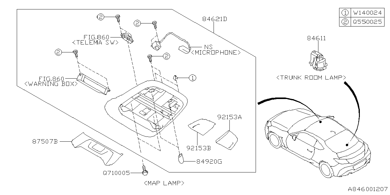 Subaru BRZ Dome Light Bulb. Map Light Bulb. Bulb Room - 84920XC00A ...