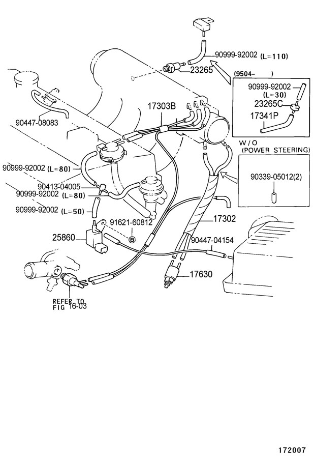 TOYOTA TERCEL VACUUM PIPING