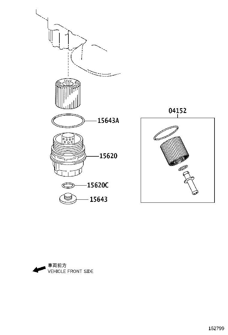 Lexus RX 350 Cap assembly, oil filter 1562031060 Genuine Lexus Part