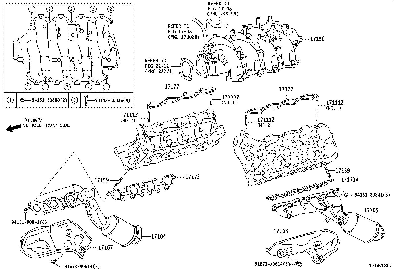 2020 Lexus GX 460 Base Engine Intake Manifold Gasket. Exhaust, System 1717738040 Genuine