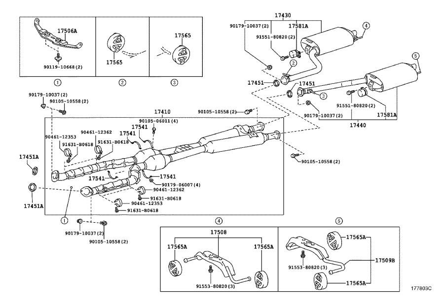 Lexus LX 470 Exhaust Muffler. Engine - 1743038680 - Genuine Lexus Part