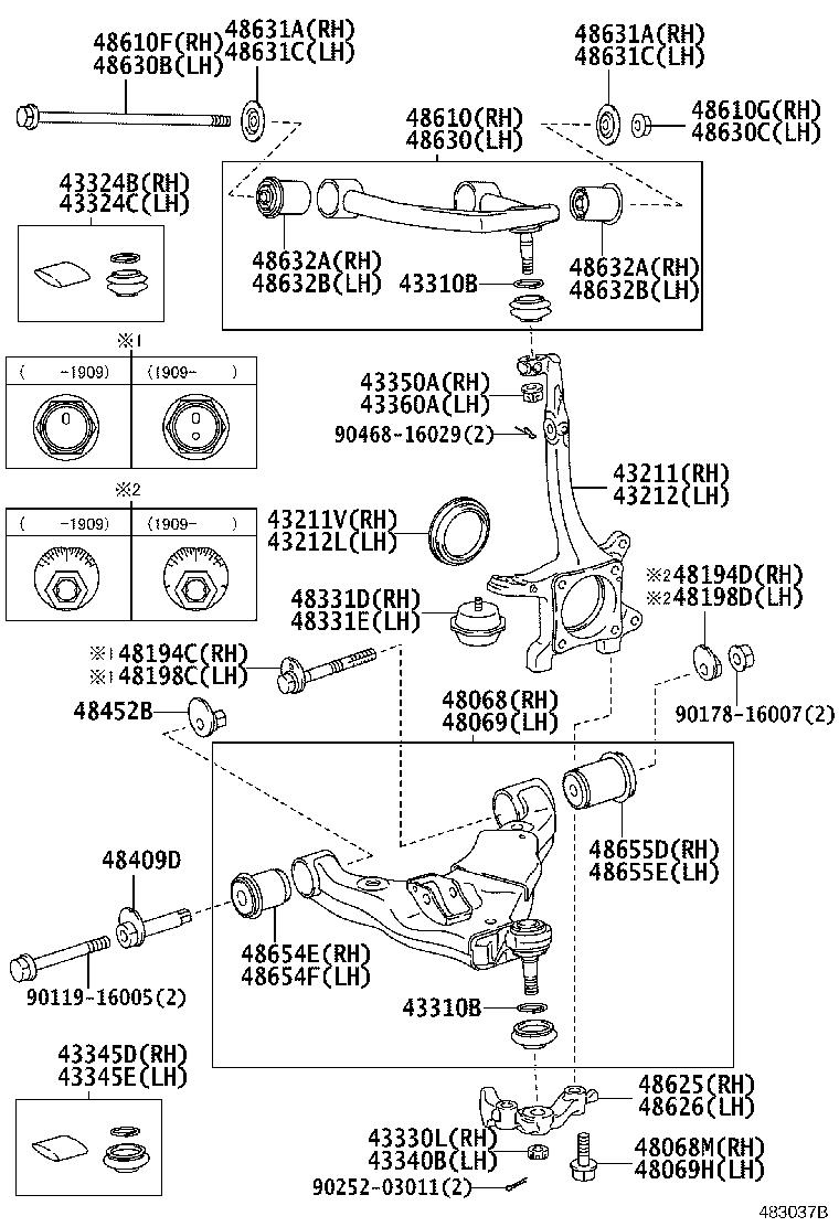 Lexus GX 460 Attachment, front lower ball joint, right 4862560010