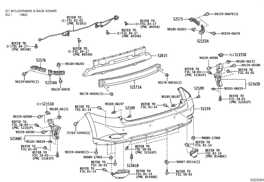 525760E020 - Retainer, rear bumper side, left. Body, interior - Genuine ...