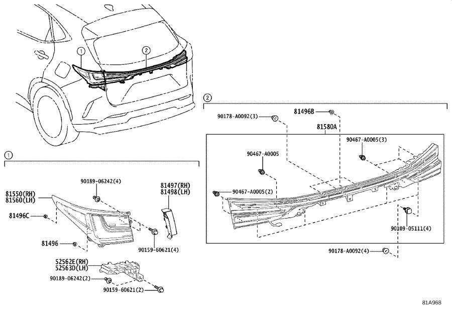View REAR COMBINATION LAMP full diagram for your Lexus NX